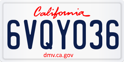 CA license plate 6VQY036