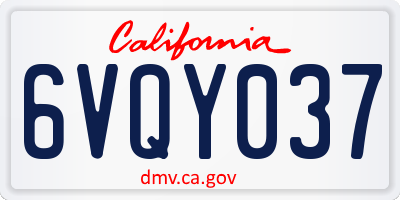 CA license plate 6VQY037