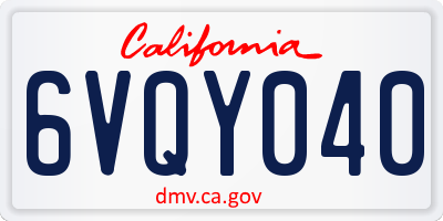 CA license plate 6VQY040