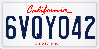 CA license plate 6VQY042