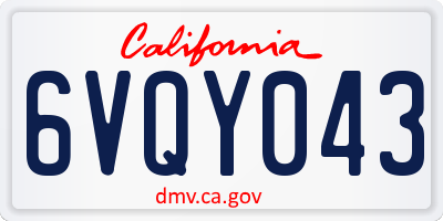 CA license plate 6VQY043
