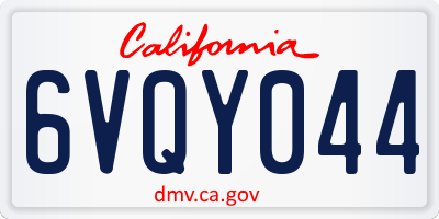 CA license plate 6VQY044