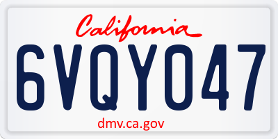 CA license plate 6VQY047