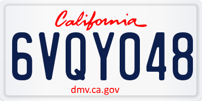 CA license plate 6VQY048