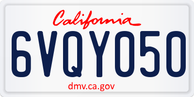 CA license plate 6VQY050