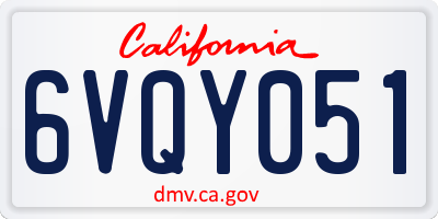 CA license plate 6VQY051