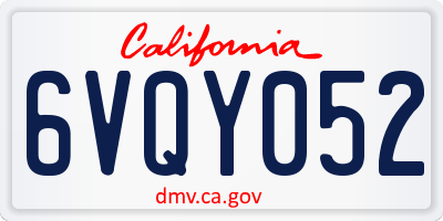 CA license plate 6VQY052