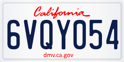 CA license plate 6VQY054