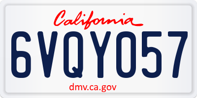CA license plate 6VQY057