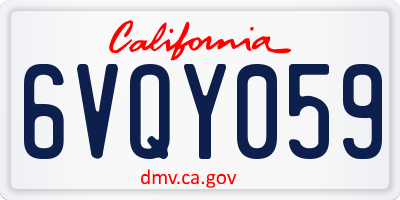 CA license plate 6VQY059