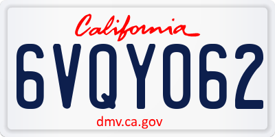 CA license plate 6VQY062