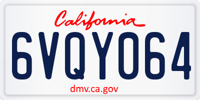 CA license plate 6VQY064
