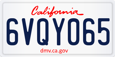 CA license plate 6VQY065