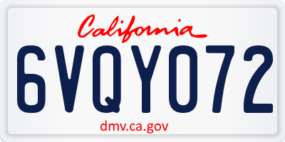 CA license plate 6VQY072