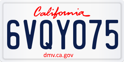 CA license plate 6VQY075