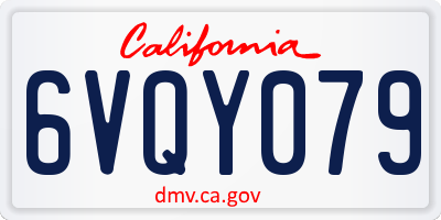 CA license plate 6VQY079