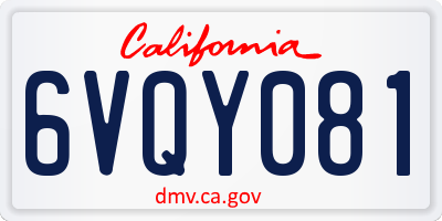 CA license plate 6VQY081