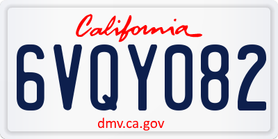 CA license plate 6VQY082