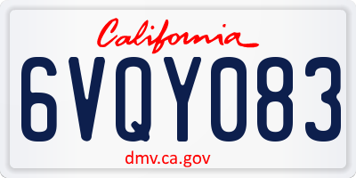 CA license plate 6VQY083