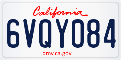 CA license plate 6VQY084