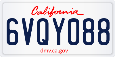 CA license plate 6VQY088