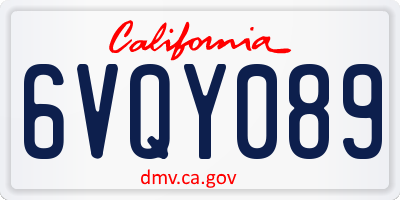 CA license plate 6VQY089