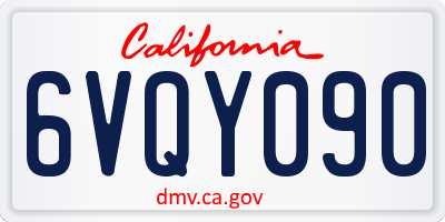 CA license plate 6VQY090
