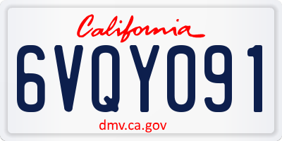 CA license plate 6VQY091