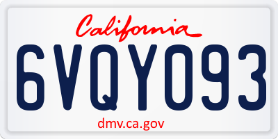 CA license plate 6VQY093