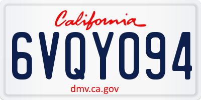 CA license plate 6VQY094