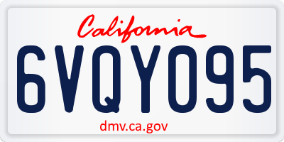 CA license plate 6VQY095