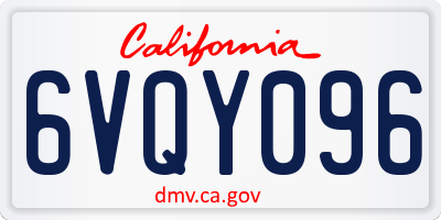 CA license plate 6VQY096
