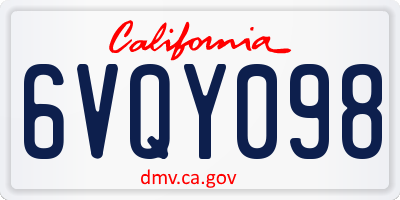 CA license plate 6VQY098
