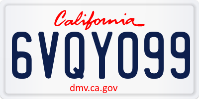 CA license plate 6VQY099
