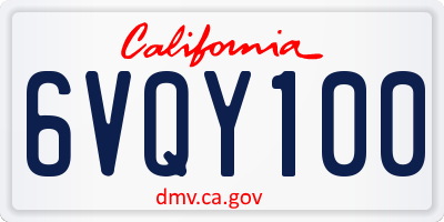 CA license plate 6VQY100