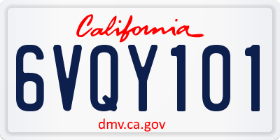 CA license plate 6VQY101