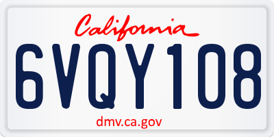 CA license plate 6VQY108