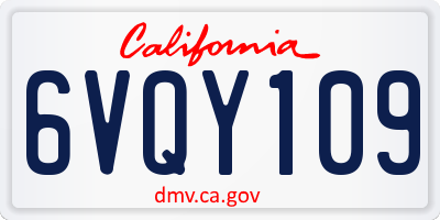 CA license plate 6VQY109