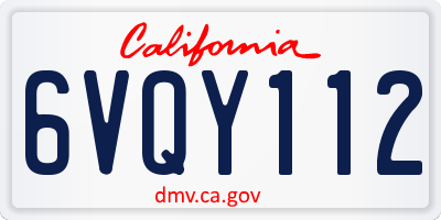 CA license plate 6VQY112