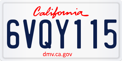 CA license plate 6VQY115