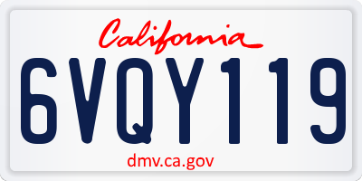 CA license plate 6VQY119