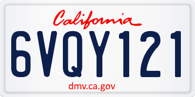 CA license plate 6VQY121