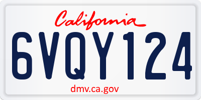 CA license plate 6VQY124