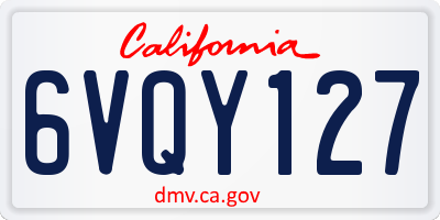 CA license plate 6VQY127