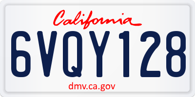 CA license plate 6VQY128