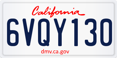 CA license plate 6VQY130