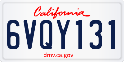 CA license plate 6VQY131