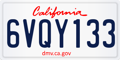 CA license plate 6VQY133