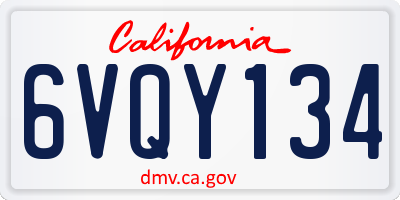 CA license plate 6VQY134