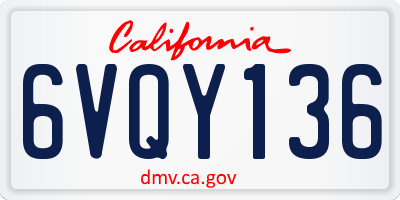 CA license plate 6VQY136